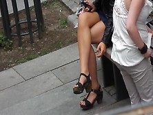 Blonde Candid Crossed Legs