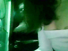 Girls have fun in the toilet.