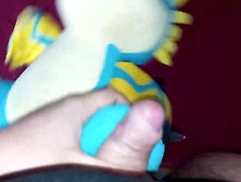 This Perverted Guy Is Rubbing His Small Cock Against The Stuffed Doll