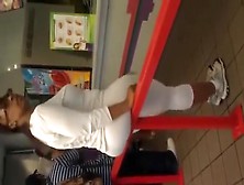 Black Chubby Juicy Booty In White Leggings..... So Juicy, So Horny!