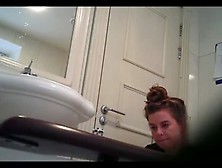 Female uses work bathroom to masturbate