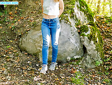 Spanking by hand,  hairbrush and switch in forest