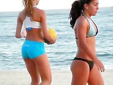 Hot Beach Voyeur With Hot Babes In Tight Shorts Playing Volleyball