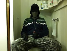 Jerk-Off In Hood,  Jacket,  And Gloves 10