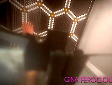 Spying on the shower the hawt Gina Ferocious bare showing her ideal natural melons and large booty