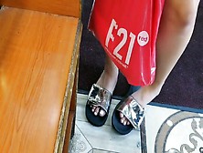 Candid Cute Redbone Feet At The Deli