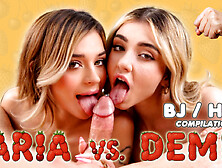 Aria Vs Demi - Taboo Blowjob / Handjob Compilation