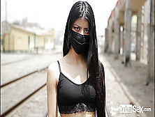 Skinny Venezuelan Model Is Approached By Peruvian Near Train Line