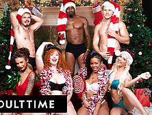 Adult Time - Insane Christmas Orgy! With Lauren Phillips,  Kira Noir,  Kenna James,  And April Olsen