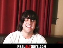 Long Haired Alternative Amateur Stroking His Massive Dick With Enthusiasm