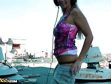 Live footage with blonde DJ Girl