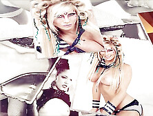 Hot girl in high heels takes a facial cumshot during a private session