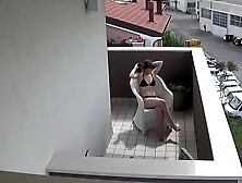 Spying my youngster neighbour masturbating on her balcony