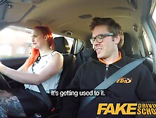 Fake Driving School Redhead lusts after instructors big cock