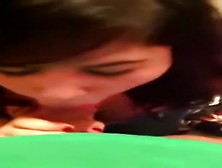 Chubby girl sucks cock,  lets him cum in a glass and sips it.