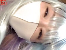 Masked Asian Blonde Gives A Nice Footjob And Gets Fucked