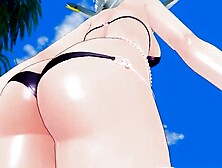 Blue hair hentai lady in a bikini show her nice body.