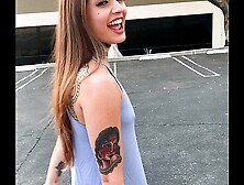 Tattooed Skater Chick Vanessa Vega in Skateboarding and Squirting in Public