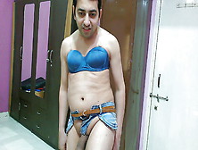 Sexy Sissy Crossdresser Femboy Pmb In Denim Bra & Diy Shorts