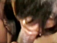 Big booty ebony MILF takes a huge load in the mouth..