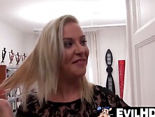 EvilHD. com - Cute blonde bitch gets her mouth filled with fat throbbing pricks