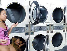 Laundry day turns into lesbian fun of Adrian Maya and Xianna Hill