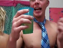 College babes in lingerie attending orgy