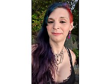 Hot t4t goth punk trans woman goes to the park with a big glass plug