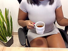 Thick Black Solo Shows Off at Work with her Soaked Vagina