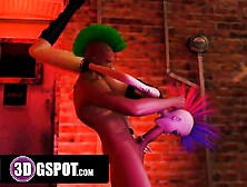 3Dgspot - Wild Punk Girl Lets Huge Dick Stranger Throat Her In Multiple Positions! 3D Animation!
