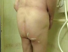 old man has shower and cums