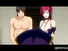 Curvy Anime maid watching couple fucking