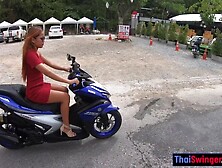 Huge round booty Asian girlfriend motobike ride and hard-core fuck at home