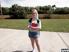 Busty nerdy girl fuck for cash