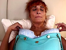 Redhead granny use her pleasant glasdildo for masturbating
