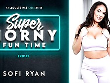 Busty glamorous pornstar Sofi Ryan rides on her lovely sex toy