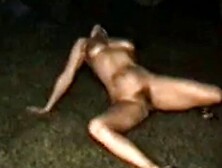 Naked outside at night