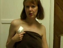 In the bathroom with mom.  JOI