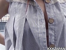 Japanese redhead finger fucked on building rooftop