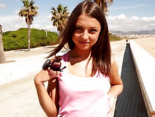 Petite Foxy Di picked up on the beach and seduced into fucking