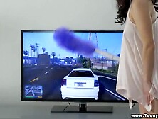 Juicy babe is being fucked in ass