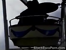 European Black Beauty Rides A White Dick In The Ferris Wheel