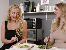 Adult Time - Lusty Dyke Coworkers Emma Hix And Blake Blossom Eat Cunt For Lunch Into The Breakroom