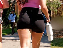 Candid College Latina Thick Ass Jiggles in Shorts
