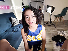 18-Year-Old Virgin Teen Loses Her Virginity in Hot Blowjob Casting - Petite Colombian Babe