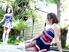 Cheerleaders Jenna Rose And Lilly Evans In Outdoor Lesbian