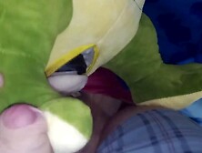 Naughty Guy Is Jerking Off And Pushing Cock In A Stuffed Doll