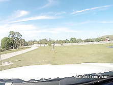 Blonde cowgirl teen bangs stranger in a truck (18+)