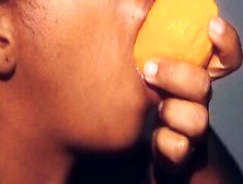 Hawt Throat Black Playing With A Mango