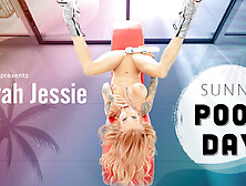 Sunny Pool Day - Redhead Big Tits Riding Toy - SexLikeReal